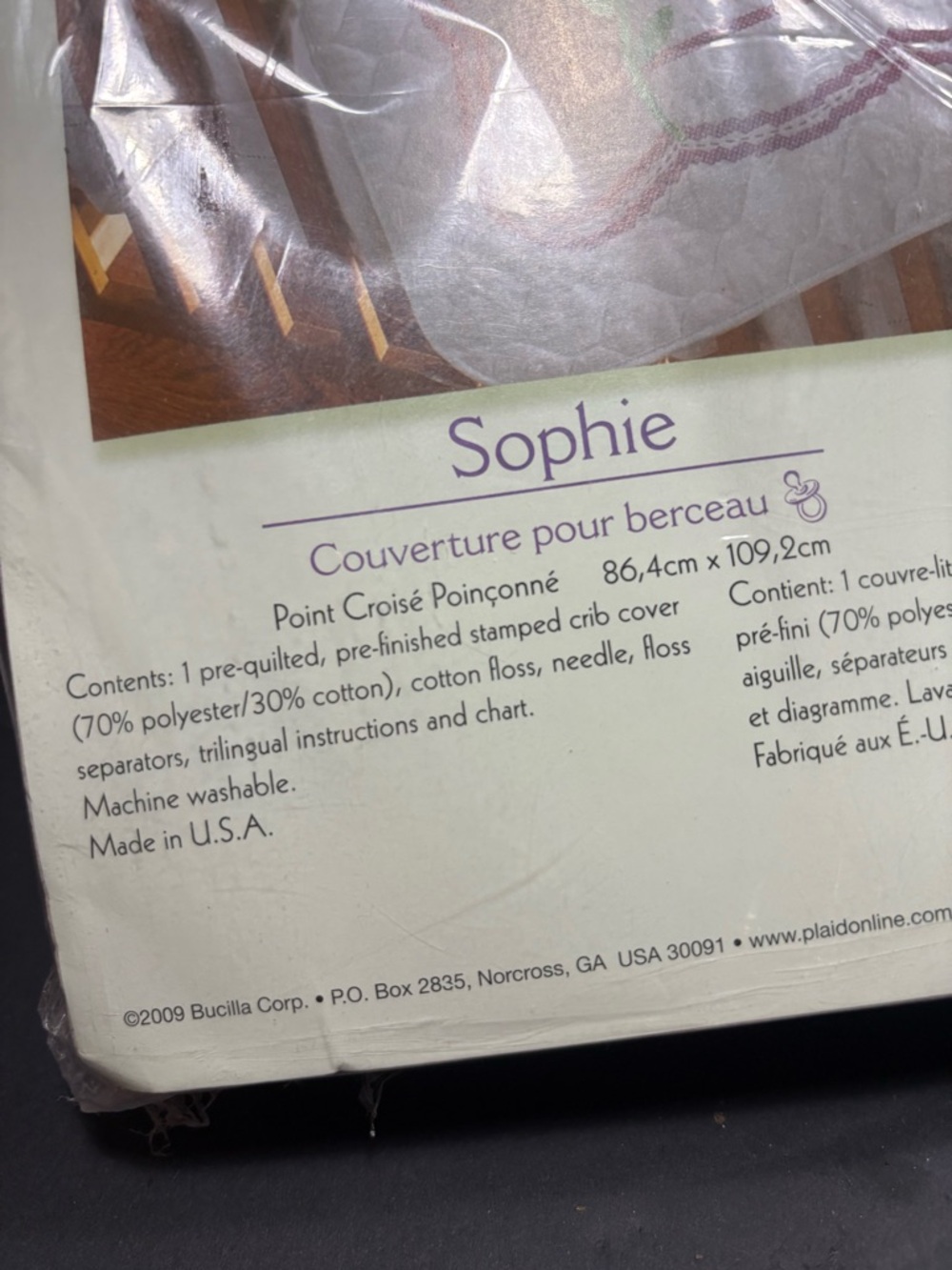 Bucilla "Sophie" Flowers and Butterflies Stamped Cross Stitch Crib Cover Kit - Picture 7 of 10